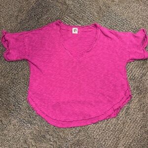 We The Free People Pink Knit Distressed Relaxed Fit Top Size Medium